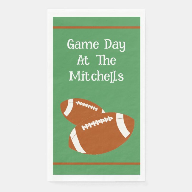 Game Day Football PERSONALIZE Paper Buffet Paper Guest Towels (Front)