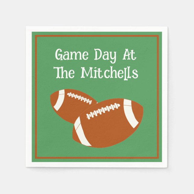 Game Day Football PERSONALIZE Paper Napkins (Front)