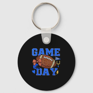 Game Day Football Season Football Mama Blue Gold B Keychain