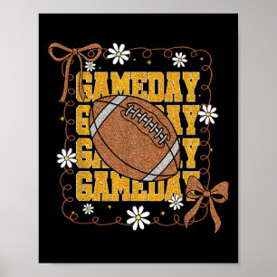 Game Day Football Season Football Mama Girl Black  Poster