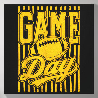 Game Day Football Season Football Mom Gold Vibes Canvas Photo Tile