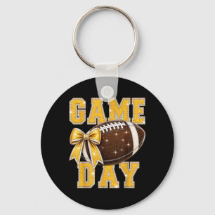 Game Day Football Season Football Mom Gold Vibes Keychain