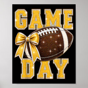 Game Day Football Season Football Mom Gold Vibes Poster