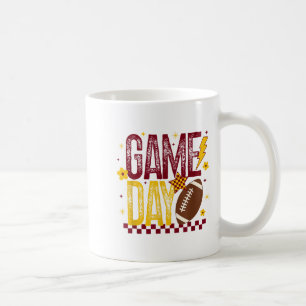 Game Day Football Season Retro Maroon Gold Checked Coffee Mug