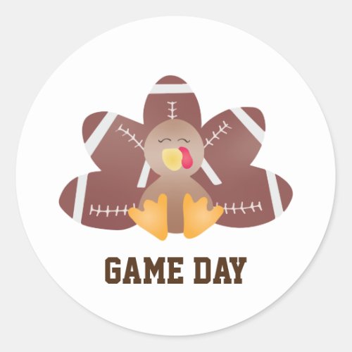 Game Day Football Turkey Feathers Brown Classic Round Sticker