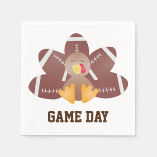 Game Day Football Turkey Feathers Brown Napkins