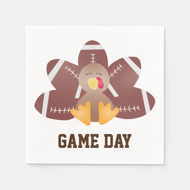 Game Day Football Turkey Feathers Brown Napkins (Front)
