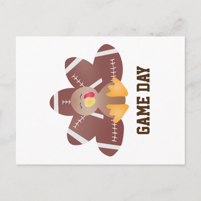 Game Day Football Turkey Feathers Brown Postcard (Front)