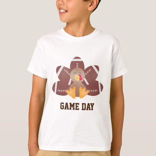 Game Day Football Turkey Feathers Brown T-Shirt (Front)