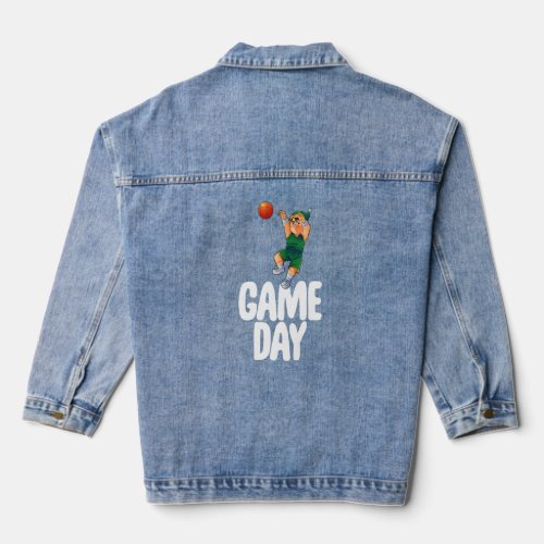 Game Day Gnome  Basketball Game Celebration Women  Denim Jacket