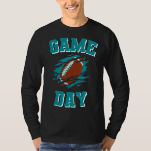 Game Day Kick Off Football Aqua and Orange Team Fa T-Shirt
