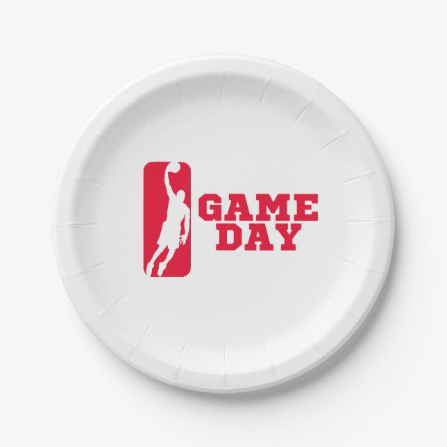 Game day march madness basketball paper plates (Front)