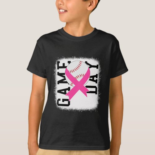 Game Day Pink Baseball Breast Cancer Awareness  T_Shirt