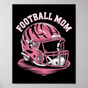Game Day Pink Football Mom Energy Helmet Pink Leop Poster