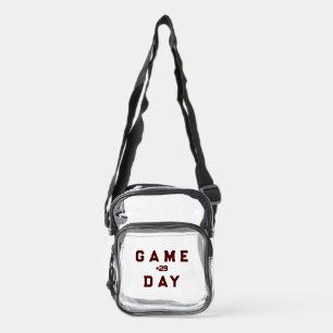 Game Day Player Number Maroon Text Clear Crossbody Bag