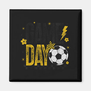 Game Day Retro Soccer Season Black & Yellow Go Magnet