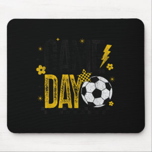 Game Day Retro Soccer Season Black & Yellow Go Mouse Pad