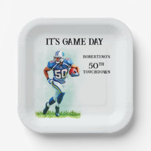 Game Day Running American Football 50th birthday Paper Plates