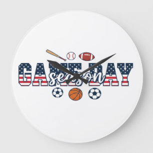 Game Day Season Patriotic Multi Sports Fan Gift Large Clock