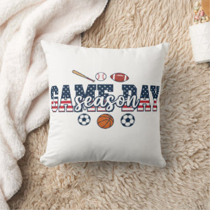 Game Day Season Patriotic Multi Sports Fan Gift Throw Pillow