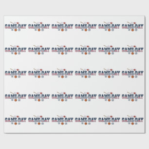 Game Day Season Patriotic Multi Sports Fan Gift Wrapping Paper