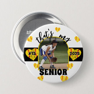 Game Day Senior Softball Player button for parents