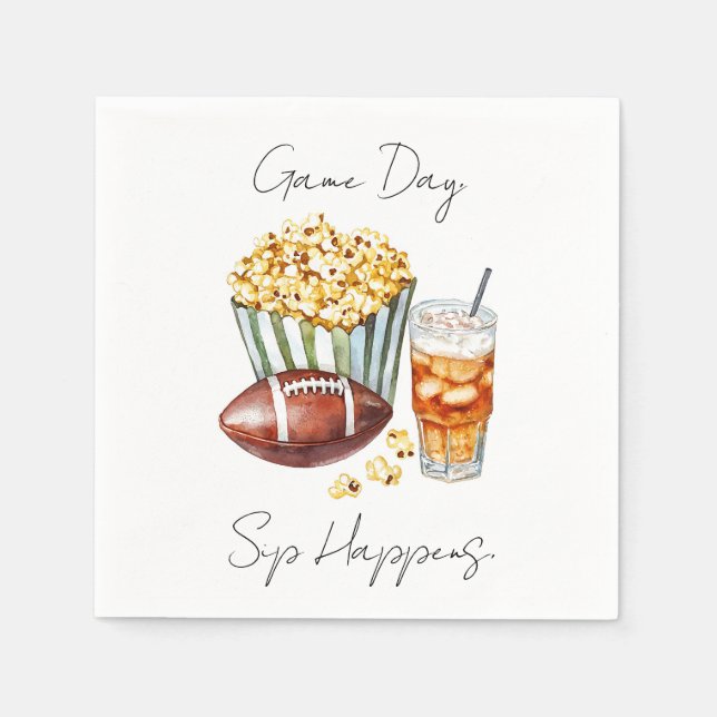 “Game Day, Sip Happens” Napkins (Front)