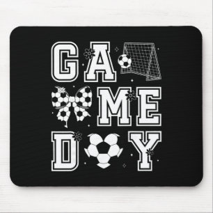 Game Day Soccer Coquette Bow Women Girls Kids Mouse Pad