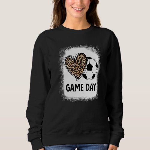 Game Day Soccer Decorations Leopard Heart Soccer M Sweatshirt