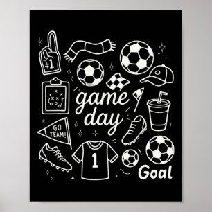 Game Day Soccer Foam Finger Cleats And Goal Vibes Poster