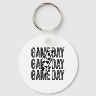 Game Day Soccer Lightning Bolt Soccer Mom Dad Boy Keychain