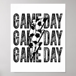 Game Day Soccer Lightning Bolt Soccer Mom Dad Boy Poster