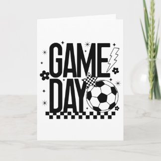 Game Day Soccer Season Mom Retro Checkered Lightni Card