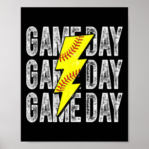Game Day Softll Lightning Bolt Softll Mom Dad Girl Poster