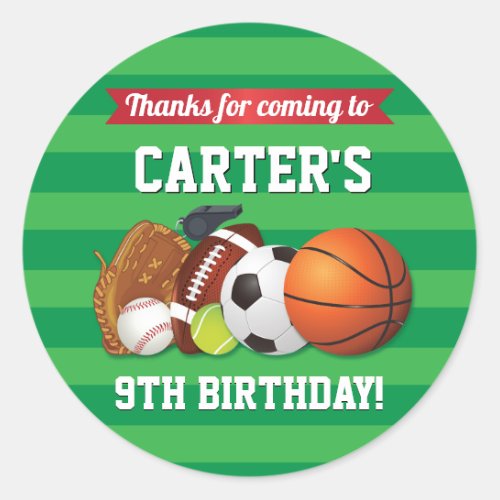 Game Day Sports Team Birthday Classic Round Sticker