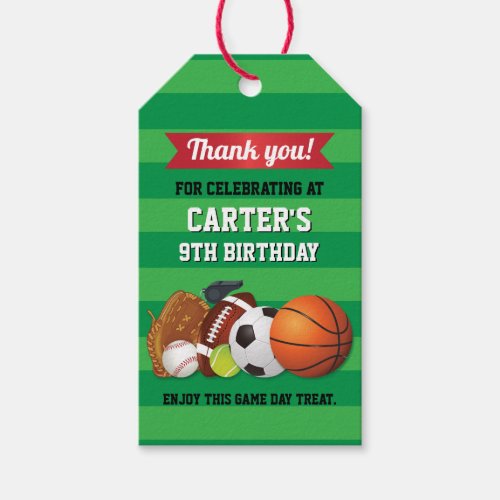 Game Day Sports Team Birthday Gift Tags