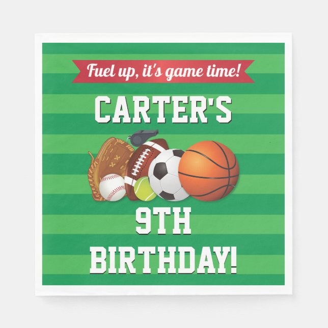 Game Day Sports Team Birthday Napkins (Front)