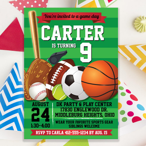 Game Day Sports Team Birthday Party