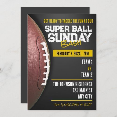 Game Day Super Ball Sunday Football Invitations
