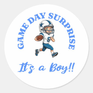 Game Day Surprise for Football Lovers Its a Boy Classic Round Sticker