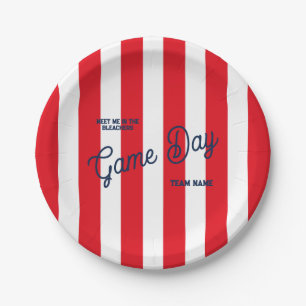 Game Day Team Name Meet Me In The Bleachers Red Paper Plates