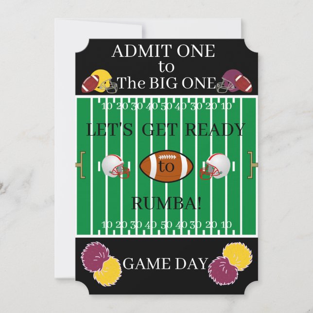 Game Day "THE BIG ONE" Invitations (Front)