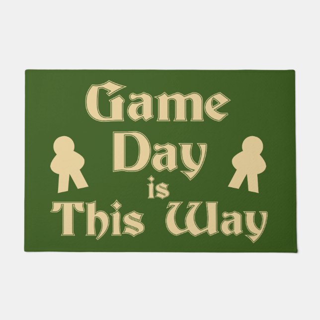 Game Day This Way Fun Boardgame Slogan   Doormat (Front)