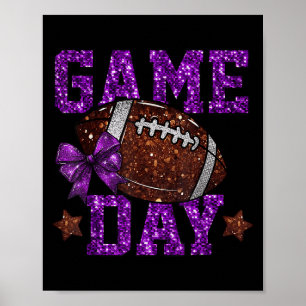 Game Day Touchdown Football Mom Girls Go Cheer Pur Poster