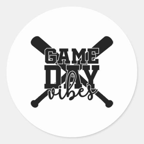 Game Day Vibes Baseball Print Classic Round Sticker