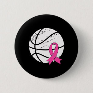 Game Day Vibes Breast Cancer Awareness Pink Basket Button