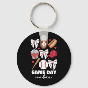 Game Day Vibes Coquette Bow Sell For Women Mom Sel Keychain