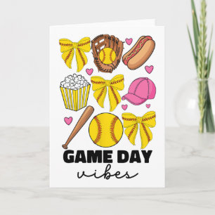 Game Day Vibes Coquette Bow Softll Mom Mama Softll Card