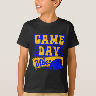 Game Day Vibes Football Season Football Blue Gold T-Shirt