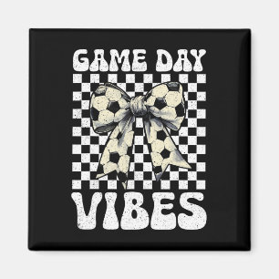 Game Day Vibes Groovy Coquette Bow Soccer Women Gi Magnet
